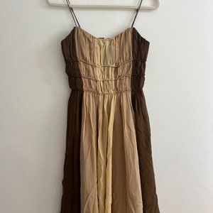VINTAGE betsey johnson brown colorblock ruffle dress size 4 womens
